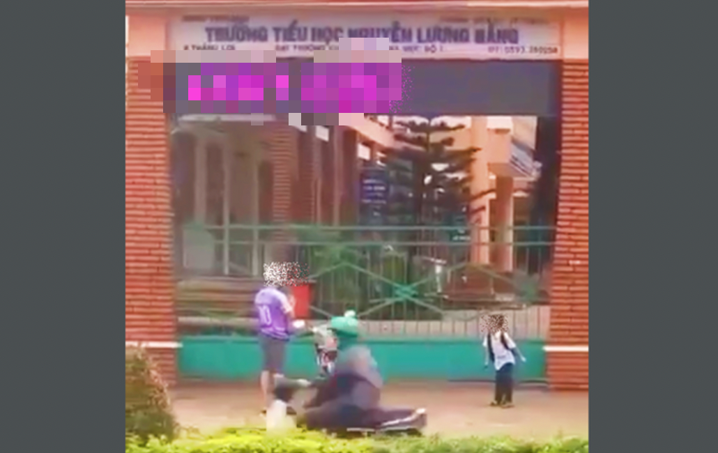 Trường tiểu học Nguyễn Lương Bằng và Trường THCS Lý Tự Trọng ở TP Pleiku bị mất quyền truy cập bảng đèn LED - Ảnh: L.K.
